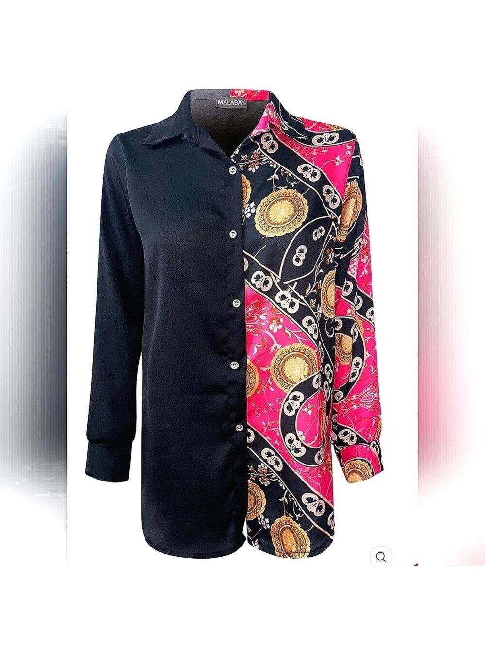 "JULIANA" DESIGNER PLUS SIZE XXXL COLOUR BLOCK PAISLEY CHAIN PRINT - Picture 2 of 10